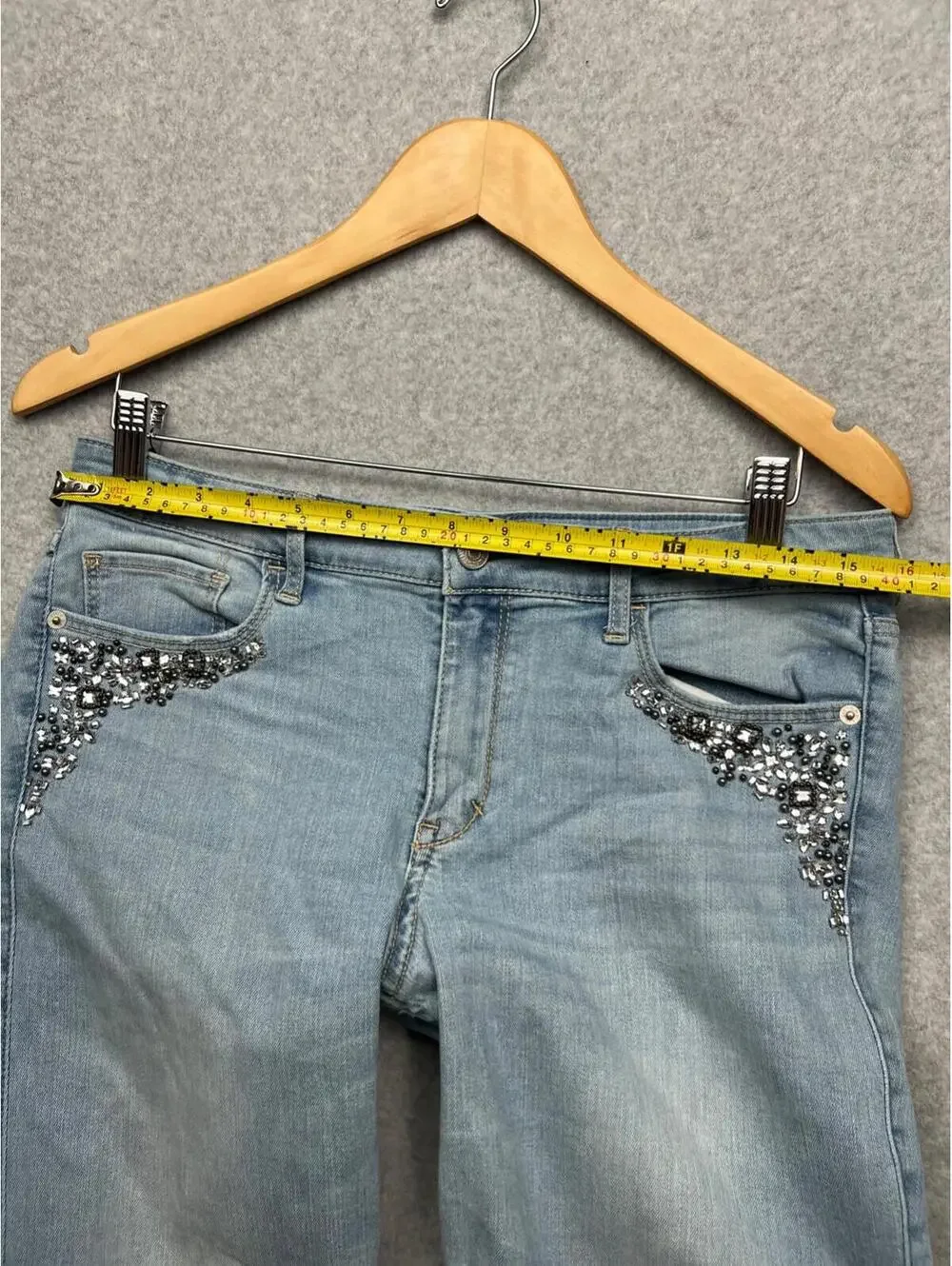 Abercrombie & Fitch Rhinestone Bling EmbellishDistress Jeans Women Size 10R Y2K